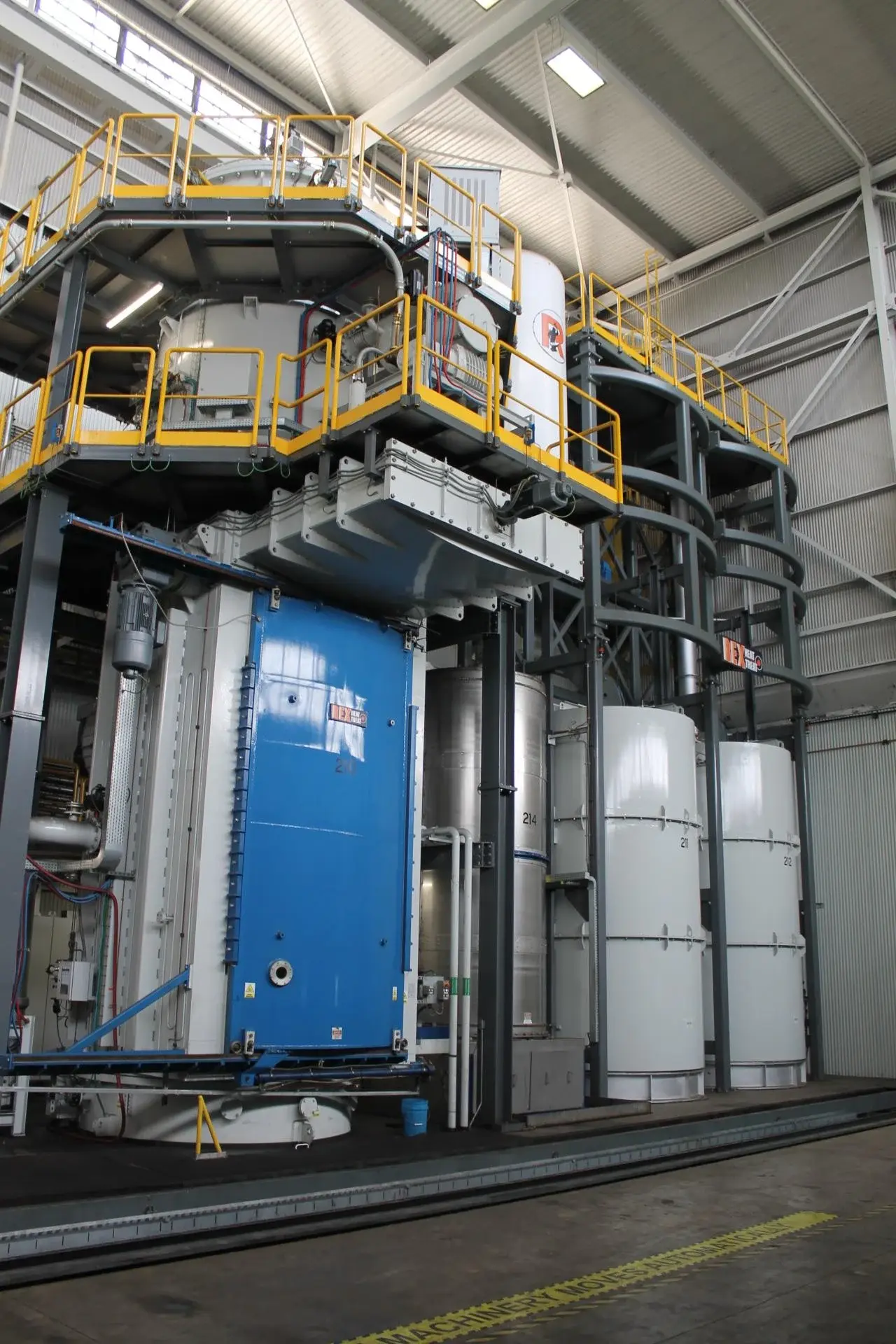 A vertical heat treatment gantry that is located at the Rex Heat Treat Lansdale location.